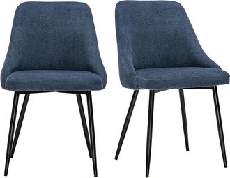 Miliboo Sillas De Tela Chenilla Azul Oscuro Y Metal Negro (juego De 2) Hasta