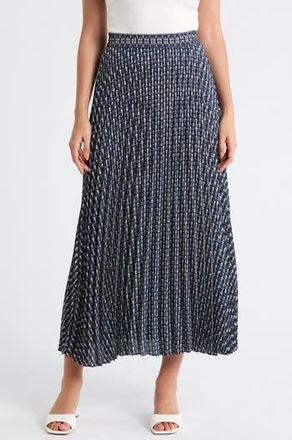 Max Studio Pleated Maxi Skirt in Navy Vines at Nordstrom Rack, Size Medium