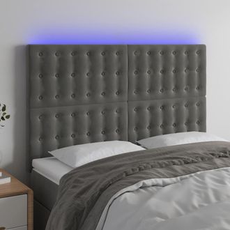 vidaXL Cabecero Con Luces Led Terciopelo Gris Oscuro 144x5x118/128 Cm Vidaxl