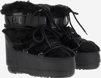 Moon Boot Womens Ankle Boots Icon Faux Fur Black Modacrylic