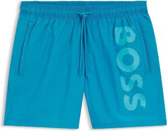HUGO BOSS Heren Logo Gedrukte Zwemshorts (Turquoise)