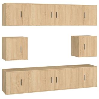 Berkfield Home 8 Piece TV Cabinet Set Sonoma Oak Engineered Wood in Light Tan