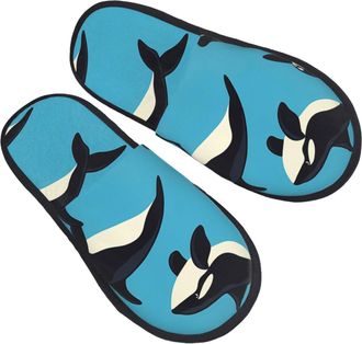 Generic Cosy Cotton Slipper Cute Dolphin Sea Whale Coral House Shoes Non-Slip Womens Slippers for Family Winter Hotels L