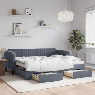 vidaXL Sof&aacute; Cama Nido Con Cajones Terciopelo Gris Oscuro 90x200 Cm Vidaxl