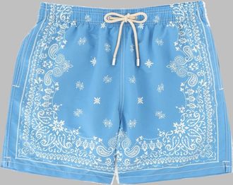 MC2 Saint Barth Light Blue Paisley Flap Pocket Swim Shorts