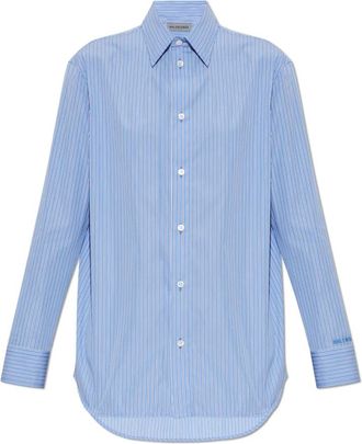 Balenciaga Gestreept Shirt - Dames - Overhemden - Blauw - XS - Katoen - Overhemden
