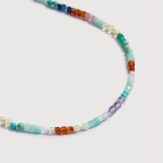 Monica Vinader Gold Freedom Mini Multi Gemstone Beaded Necklace Freedom Stones