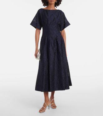 Jonathan Simkhai Rosalie Short Sleeve Midi Dress In Midnight Blue