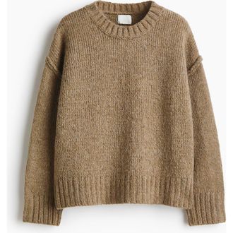 H&M Oversized Jumper in Beige Melange at Nordstrom, Size Xx-Small