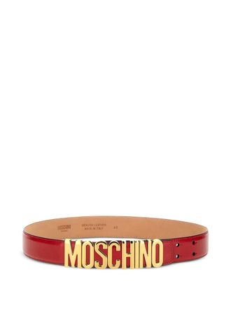 Moschino logo-plaque leather belt - Red