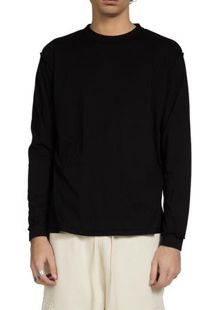 Les Tien Lightweight Binded Neck Inside Out Long Sleeve in Jet Black at Nordstrom, Size Xx-Large