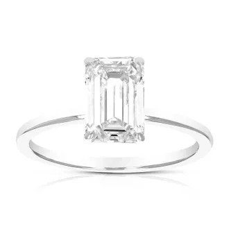 Vir Jewels 1/2 cttw Emerald Lab Grown Diamond Engagement Solitaire Ring in 14K White Gold For Women