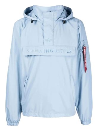 Alpha Industries logo-embroidered hooded jacket - men - Polyester - S - Blue