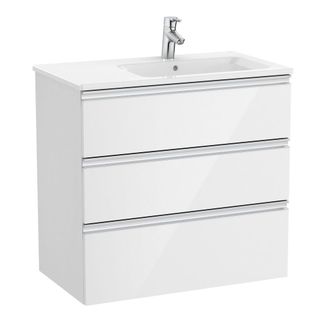 Roca Roca - Pack Unik Mueble Base De 3 Cajones + Lavabo The Gap Color: Roble City Texturizado - Posici&oacute;n Del Lavabo: Izquierda