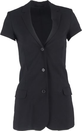 Toteme single-breasted blazer met korte mouwen in zwarte wol