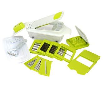 MegaChef 8-in-1 Multi-Use Slicer Dicer and Chopper with Interchangeable Blades, Vegetable and Fruit Peeler and Soft Slicer in Green at Nordstrom