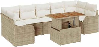 vidaXL Conjunto De Sof&aacute; De Jard&iacute;n 8 Pcs Beige Polirat&aacute;n Vidaxl