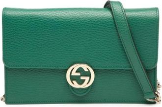Gucci Pre-owned Cross Body Bags, female, Green, Size: ONE SIZE Pre-owned Wallet on Chain