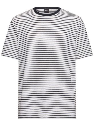 Tシャツ・カットソー BOSS Striped cotton T-shirt Viola BOSS - Mercerized-cotton T-shirt with mixed stripes - Black
