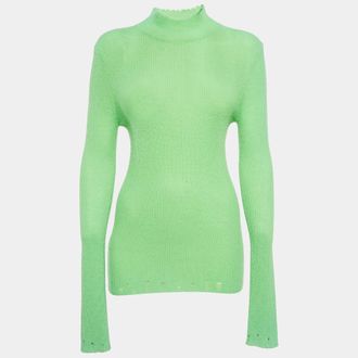 Les R&ecirc;veries Les R&ecirc;veries Acid Green Cashmere Turtleneck Sweater