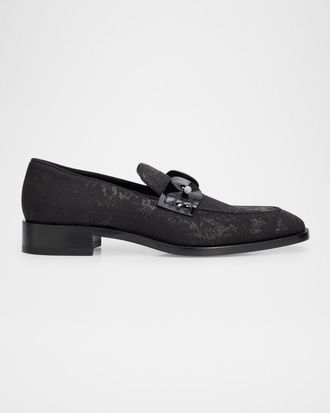 Christian Louboutin Men & apos;s Chambelimoc Collar Pin Jacquard Loafers