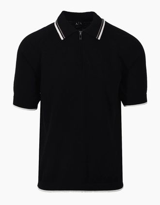 A|X Armani Exchange Mens ARMANI EXCHANGE KNITTED POLO SHIRT BLACK - Size: 46