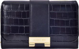 Generic Mini Clutch Wallets for Women, Trifold Purse Bag with ID Window, Medium Wallet Multi-slot Card Holder,Trendy Evening Bags (Black,L15xW9.4xH4cmL5.9xW3.