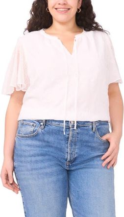 Vince Camuto Embroidered Flutter Sleeve Top in Ultra White at Nordstrom, Size 2 X