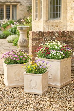 Dibor Set of 3 Castello Beige Summer Outdoor Garden Planters | Size: Large