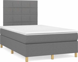 vidaXL Vidaxl - Cama Box Spring Con Colch&oacute;n Y Led Tela Marr&oacute;n Oscuro 120x190 Cm