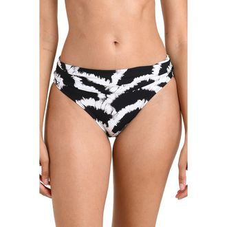 La Blanca Woven Shadows Shirred Bikini Bottoms in Black at Nordstrom, Size 12