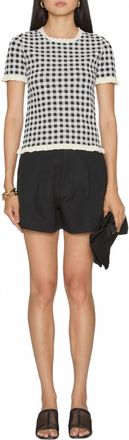 Sea New York Saige Gingham Knit Short Sleeve Top In Multi