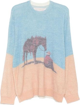 One Of These Days Graphic-print Intarsia-knit Sweater