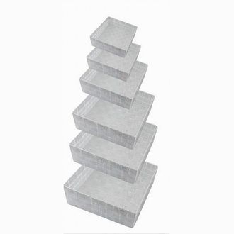Trade Shop Trade Shop - 6 Pz Scatola In Tessuto Contenitori Organizer Bagno Armadio Grigio Chiaro 79072