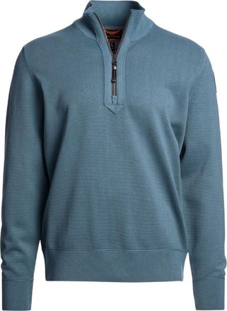 Parajumpers Mens Basic Scoe Marine Blue Half Zip Sweatshirt Cotton - Size Large