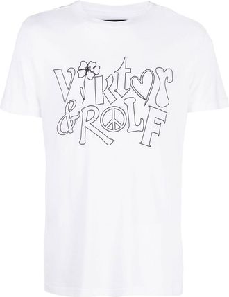 Viktor & Rolf logo-print cotton-blend T-shirt - men - Cotton/Rayon - S - White