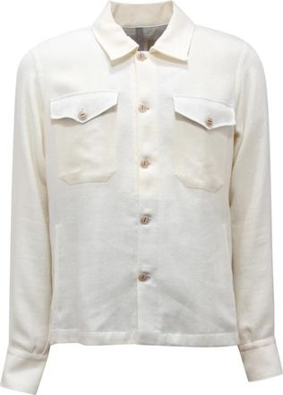 Eleventy Linnen Mix Shirt Jacket - Heren - Casual Overhemden - Wit - M - Linnen - Overhemden