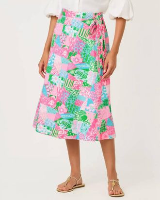 Lilly Pulitzer Constance Reversible Midi Wrap Skirt In Multi Crazy Quilt