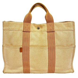 Herm&egrave;s Orange Canvas Tote Bag (Pre-Owned)