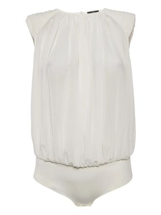 Elisabetta Franchi pre-owned pleat-detail bodysuit - White