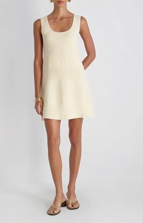 French Connection Mozart Mixed Stitch Sleeveless Minidress in Ecru at Nordstrom, Size X-Small
