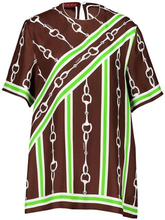 Gucci Horsebit blouse - women - Silk - 38 - Brown