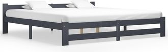 vidaXL Estructura Cama Sin Colch&oacute;n Madera Pino Gris Oscuro 200x200 Cm Vidaxl