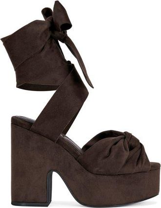 Azalea Wang Saki Block Sandal in Chocolate at Nordstrom, Size 6