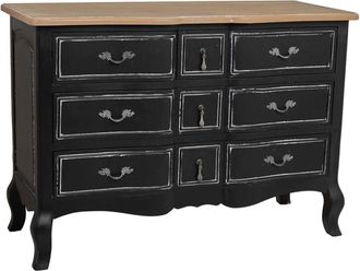 Wanderlust Deco C&oacute;moda de madera lacado envejecido de 9 cajones 120x51x84h cm - negro