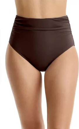 Gottex Tutti Frutti Shirred High Waist Swim Bottom in Espresso at Nordstrom, Size 10