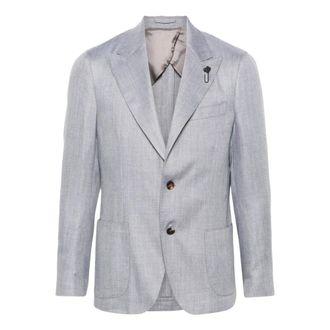 Lardini Blazers, male, Gray, M, Grey Wool Cashmere Silk Blazer