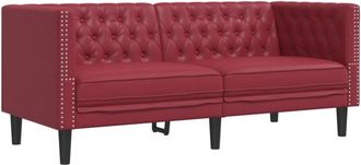 vidaXL Vidaxl - Sofá Chesterfield de 2 plazas cuero artificial rojo tinto