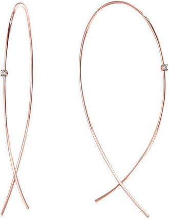 Lana Jewelry Small 14K Gold Upside Down Diamond Hoop Earrings in Rose Gold at Nordstrom