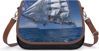 Generic Sailing Ship Small Womens Crossbody Bags Shoulder Handbag with Adjustable Strap for Travel